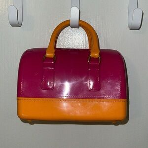 Cute small soft plastic rubber purse pink/orange